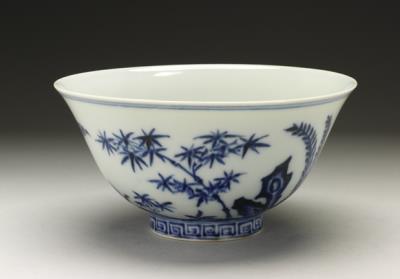 图片[2]-Bowl with bamboo and stone decoration in underglaze blue, Ming dynasty, Yongle reign (1403-1424)-China Archive